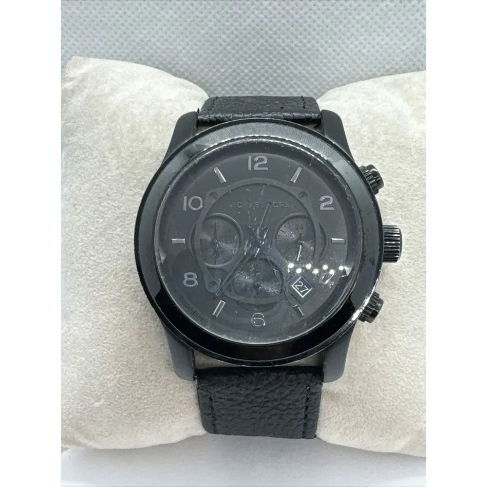 Michael Kors Runway MK8157 Men's Stainless Steel Analog Black Dial Watch JNA732